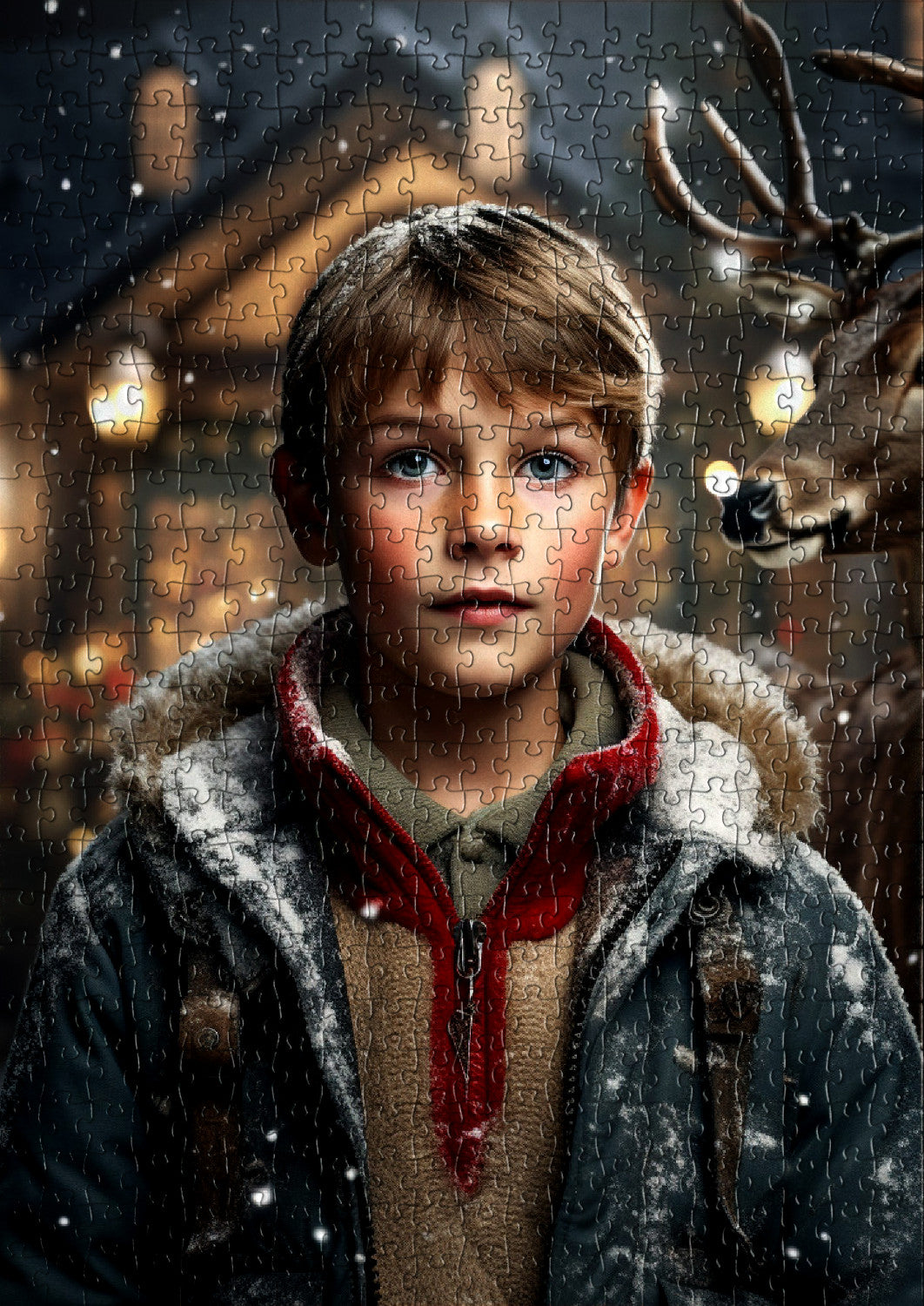 Kid with deer in a peaceful setting