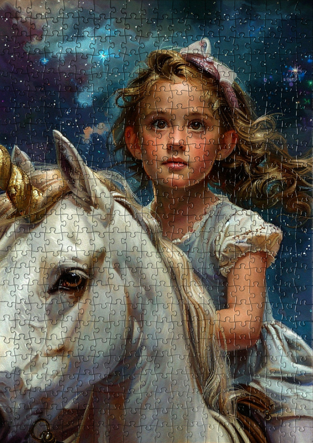 Princess riding a white horse for kids