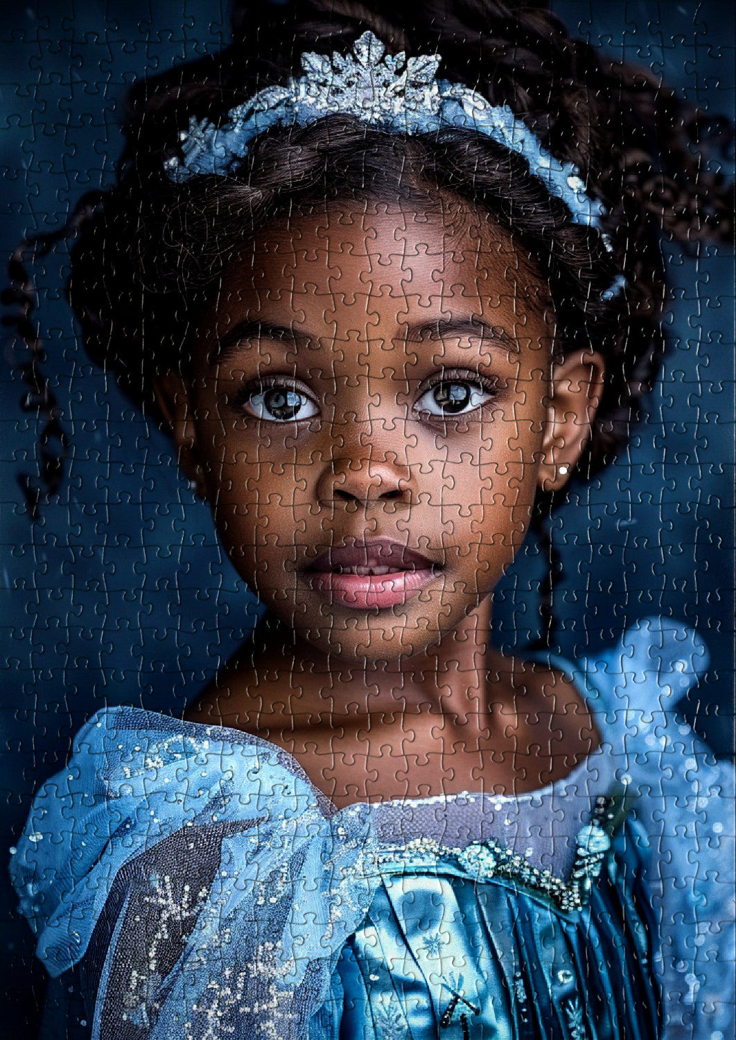 Little princess girl in a blue dress