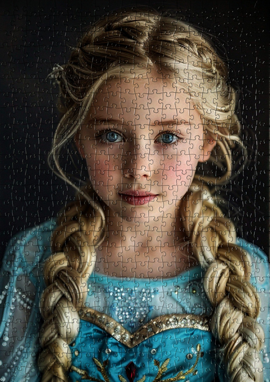 Blonde princess in a blue dress