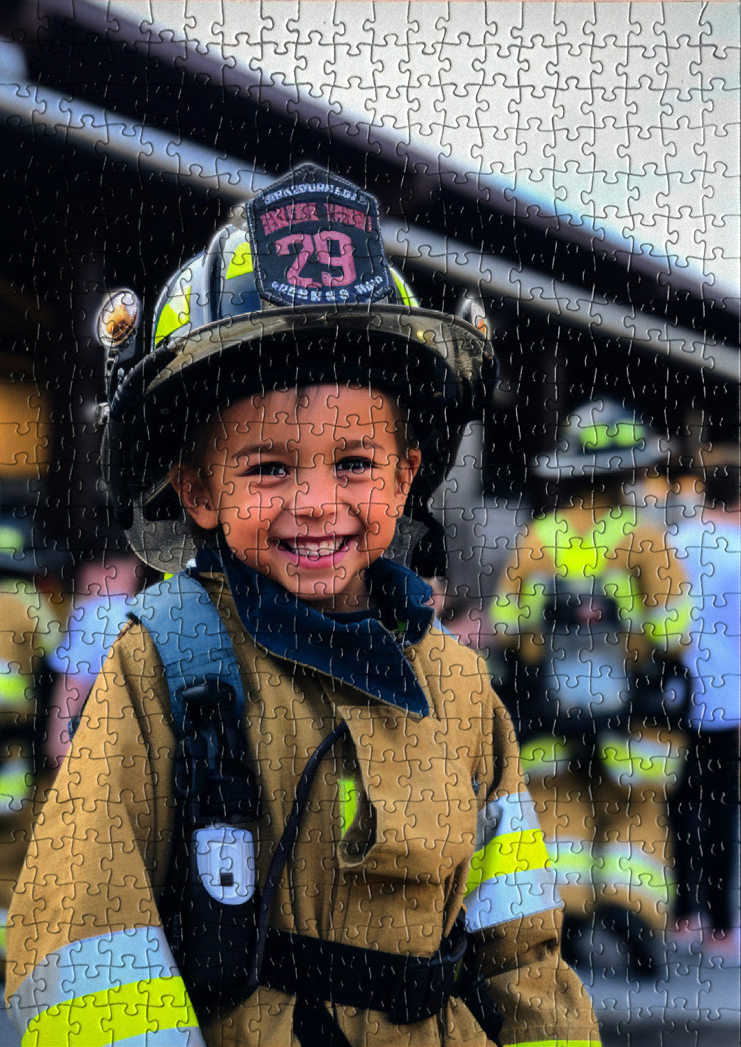 Happy firefighter kid