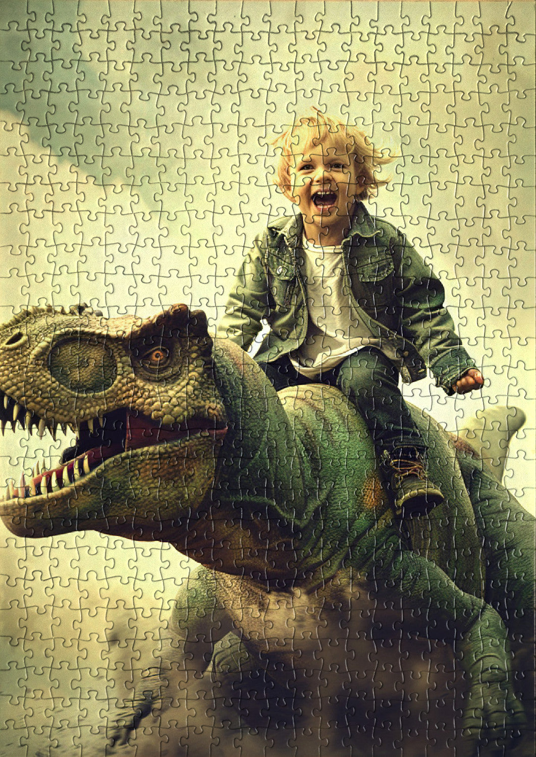 Kid Riding Dinosaur