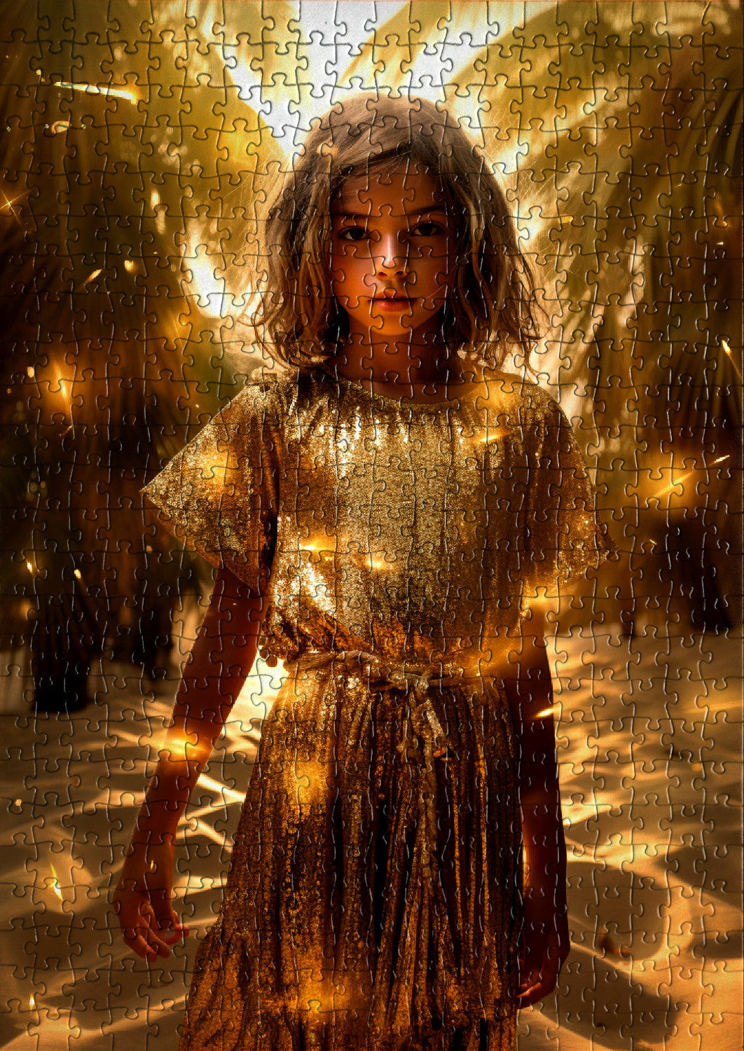 Golden girl in an oasis with desert beauty