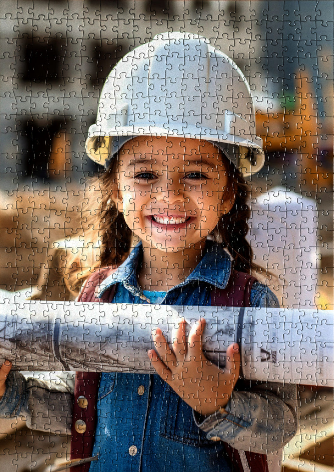 Young civil engineer girl with a building project