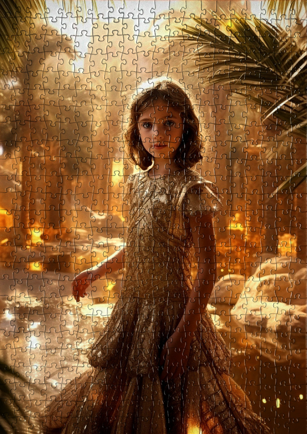 Girl in a golden gown with a royal touch