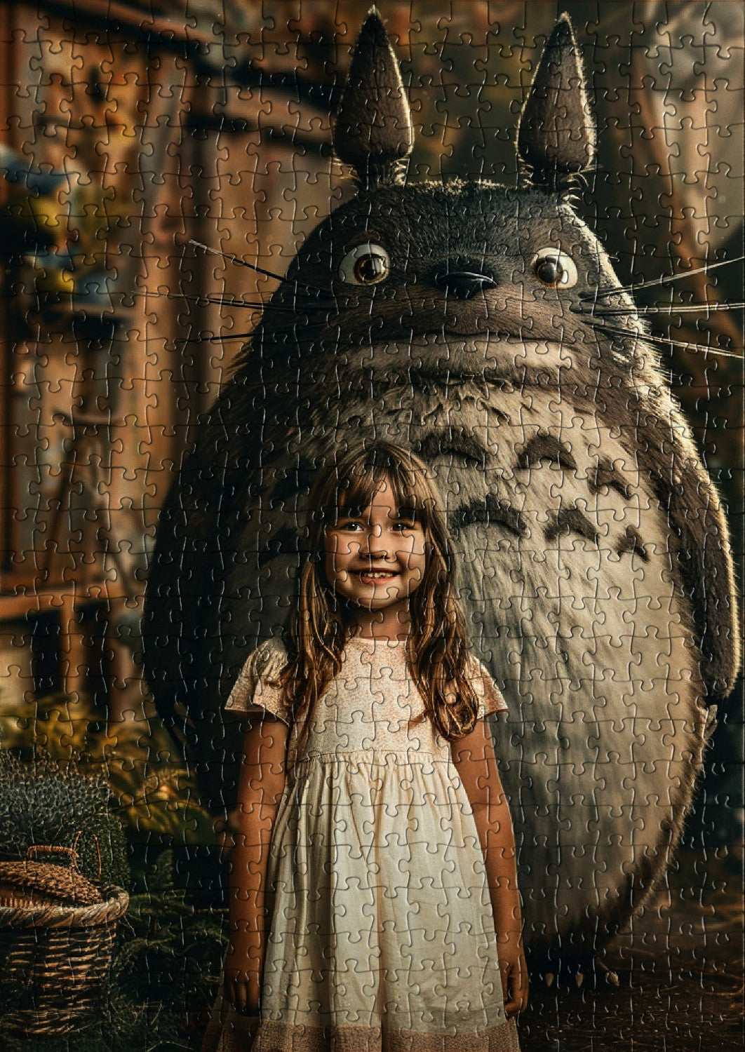 Little girl with a fluffy fat cat