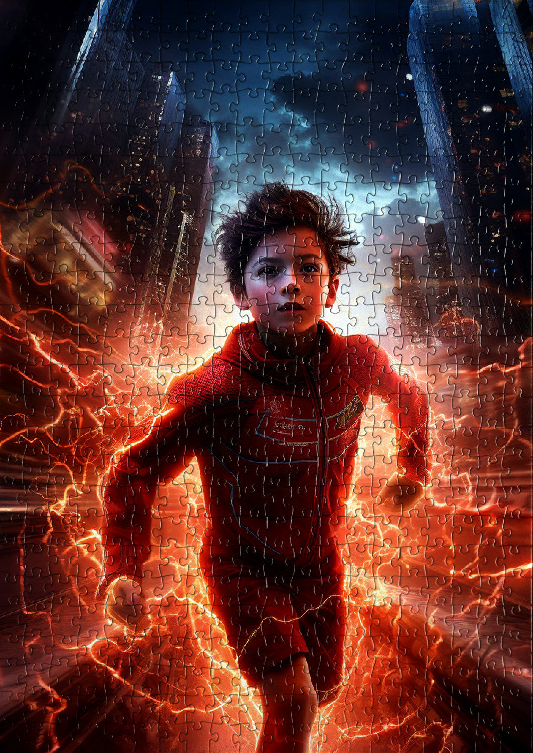 Super hero boy with high-speed action
