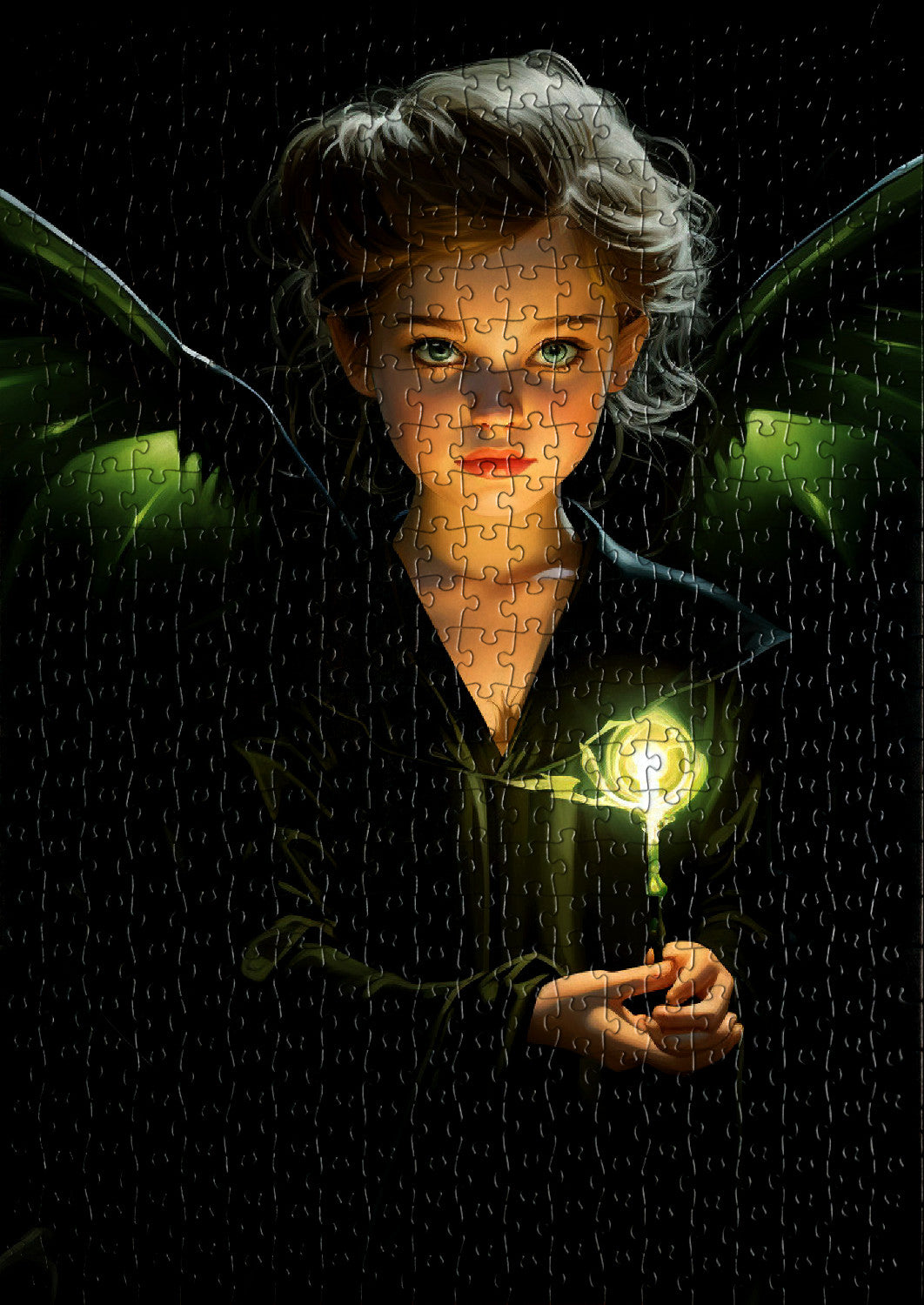 Little witch girl in a dark setting