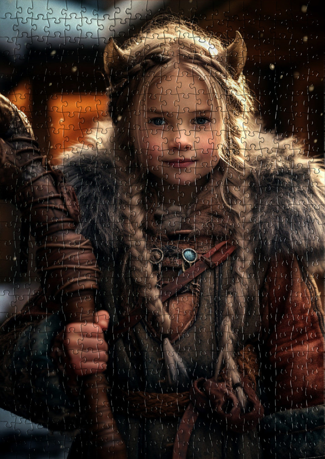 Viking girl with long braided hair