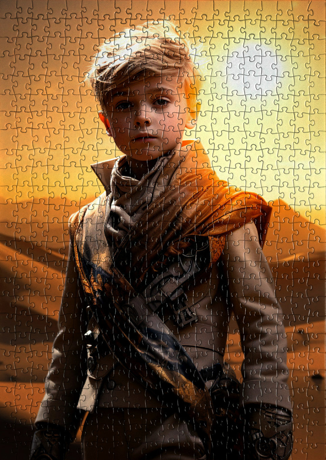 Boy in a desert landscape