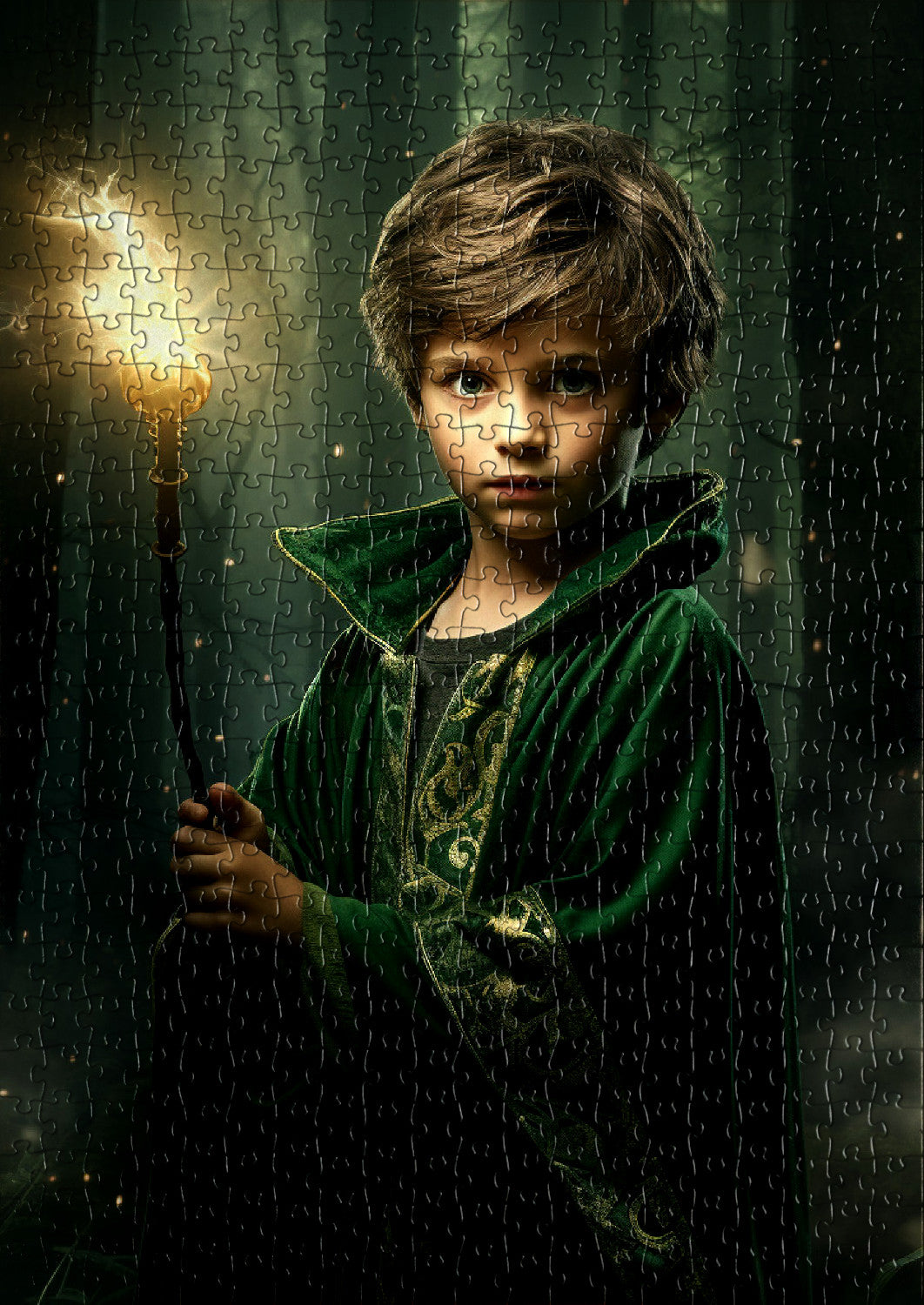 Slytherin boy with a magical wand