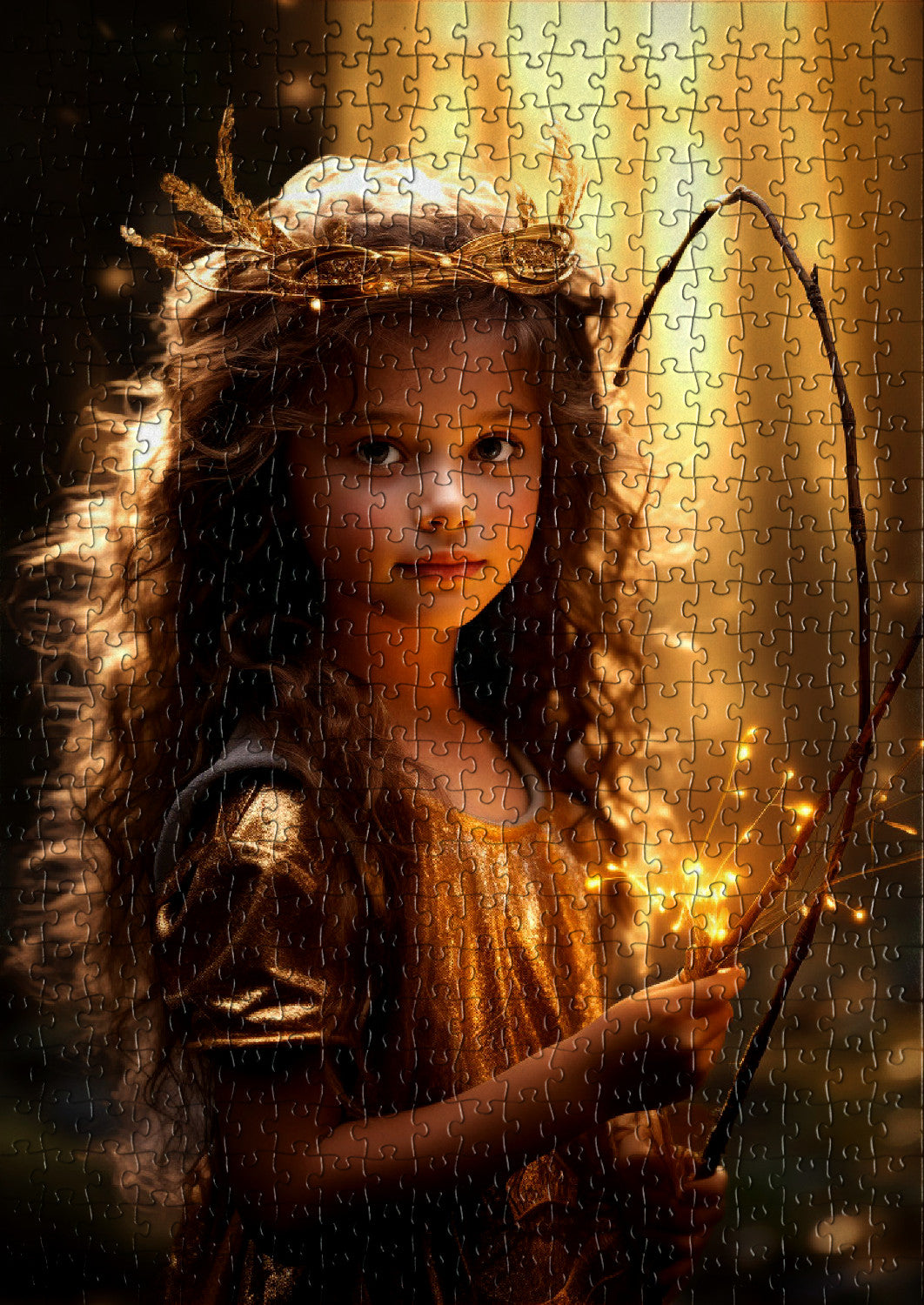 Little girl with a glowing magical stick