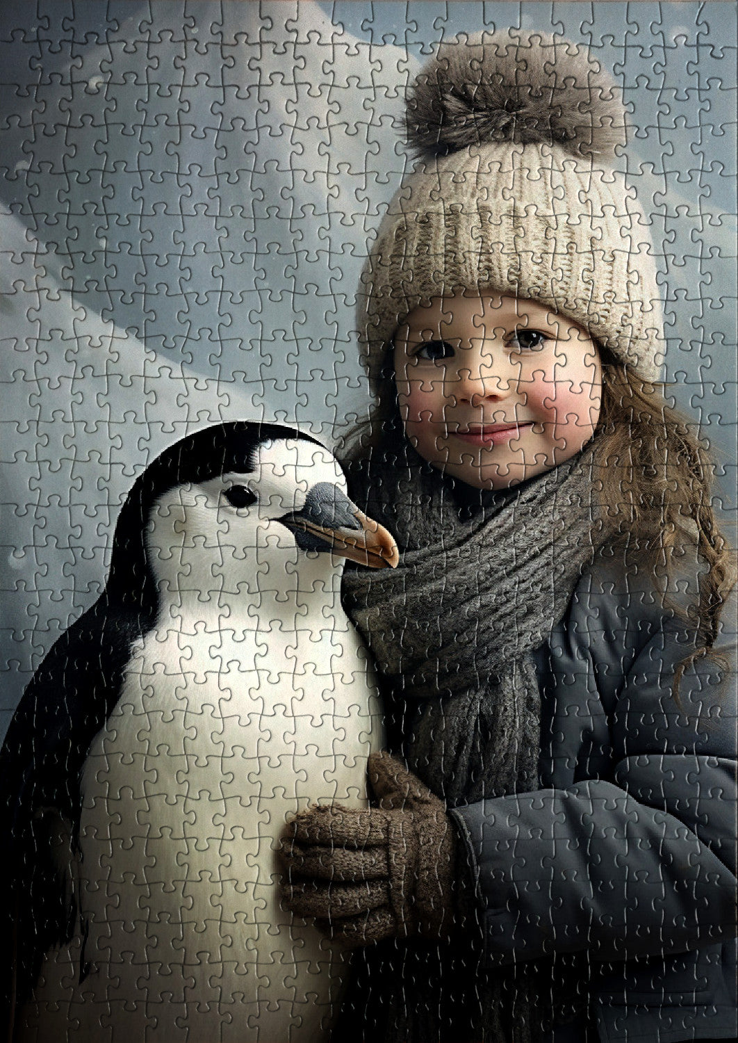 Blonde girl with a cute penguin